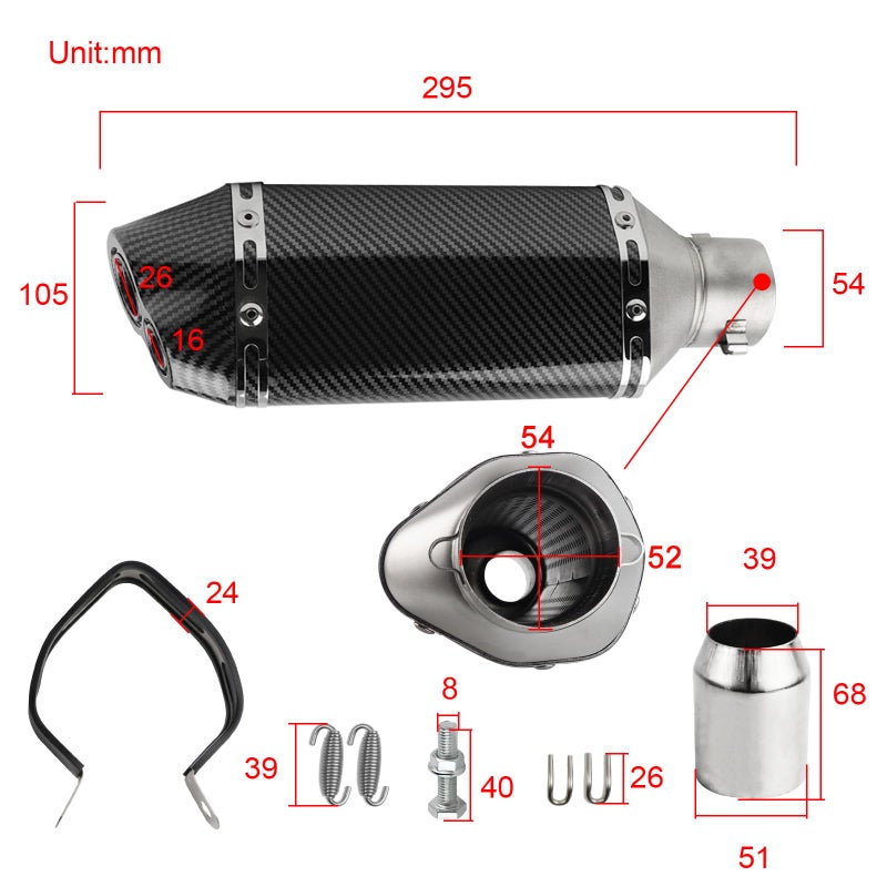 FLYPIG 1.54-2" dual outlet Inlet Slip On Exhaust Muffler Pipe with 39-51mm Diameter Exhaust for Dirt Bike Street/Sport Motorcycles and Scooters ATV - Image 2